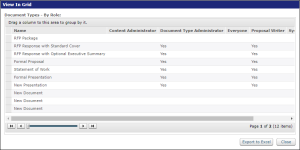 Example of a SQL report in a grid