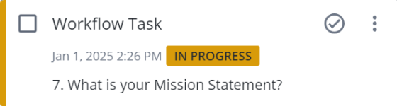 Example of in progress assignment bar with one circle indicator