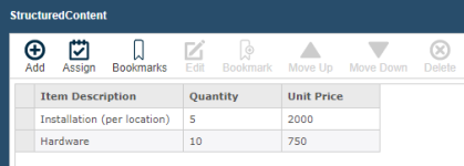 Structured Content screen in Created Documents