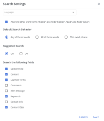 Search Settings dialog