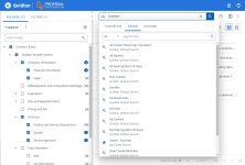 Display saved searches and history dialog example