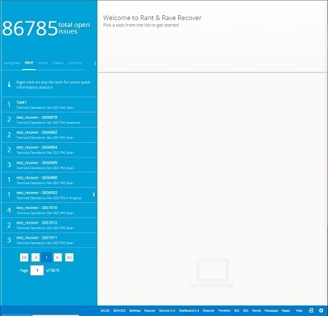 Screen capture comparing old and new user interfaces for Recover
