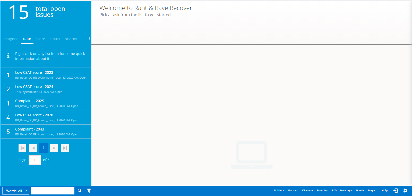Recover page