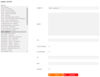 Email Setup page