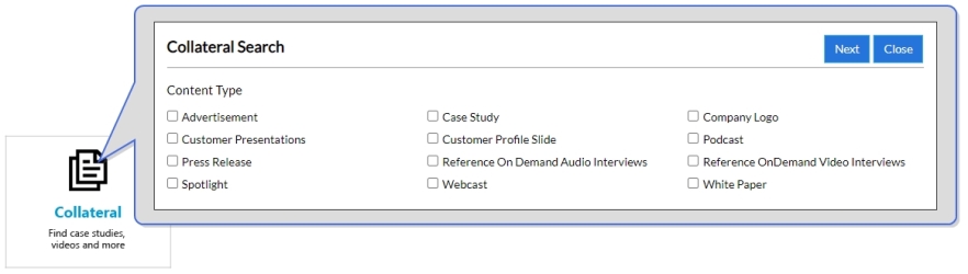 Tile search dialog