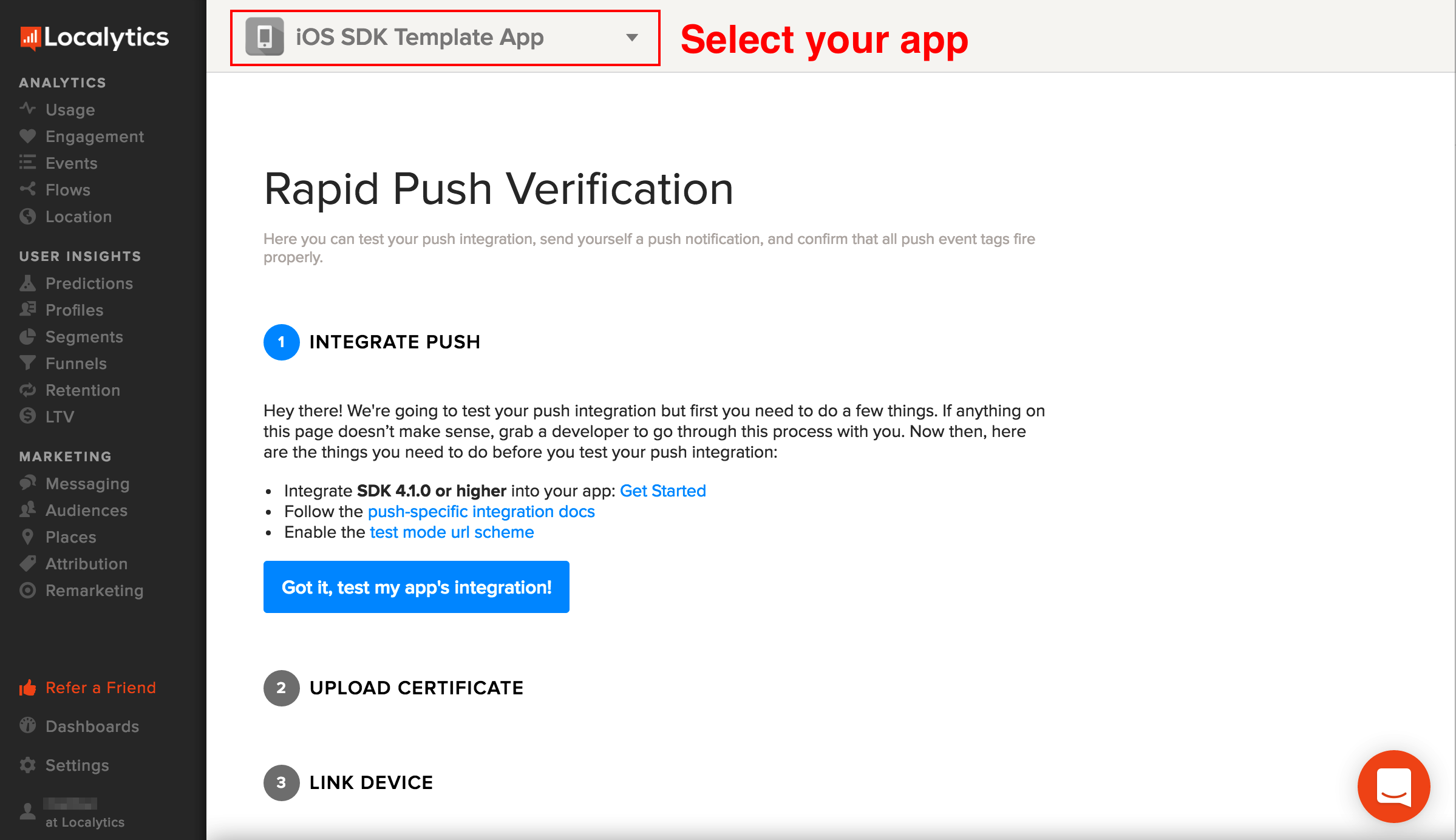 screenshot of Rapid Push Verification page