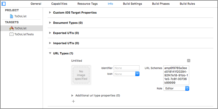 Configure test mode URL scheme in Project Settings